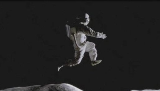 This isn’t a real photo. It’s from a television commercial for Nike footwear, called “Moon Jump.” The idea of zero gravity on the moon is equally imaginary.
