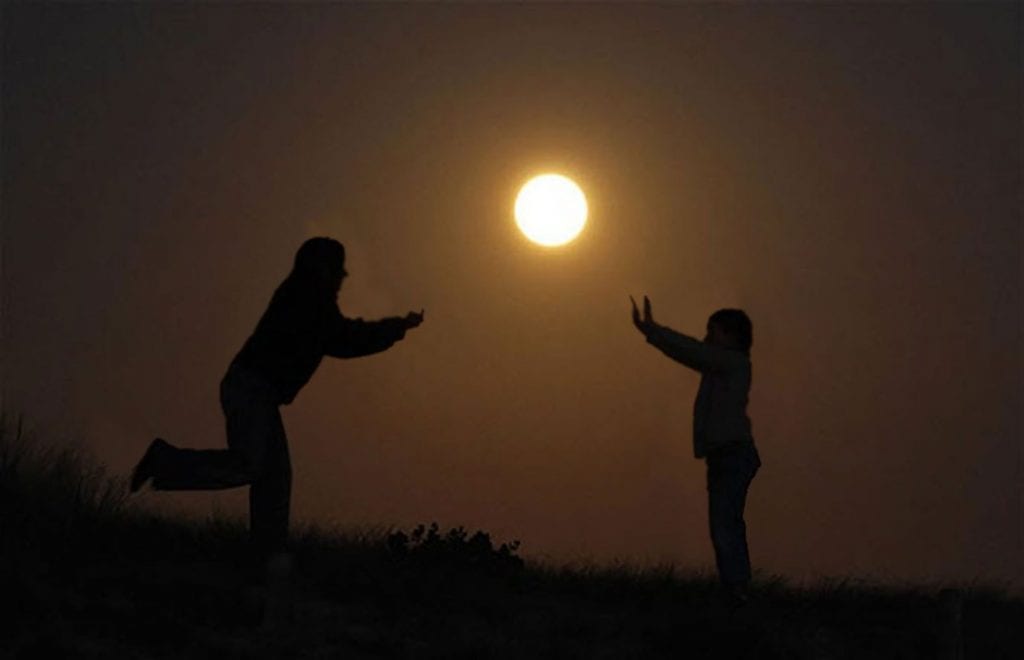 Playing Volleyball With Moon